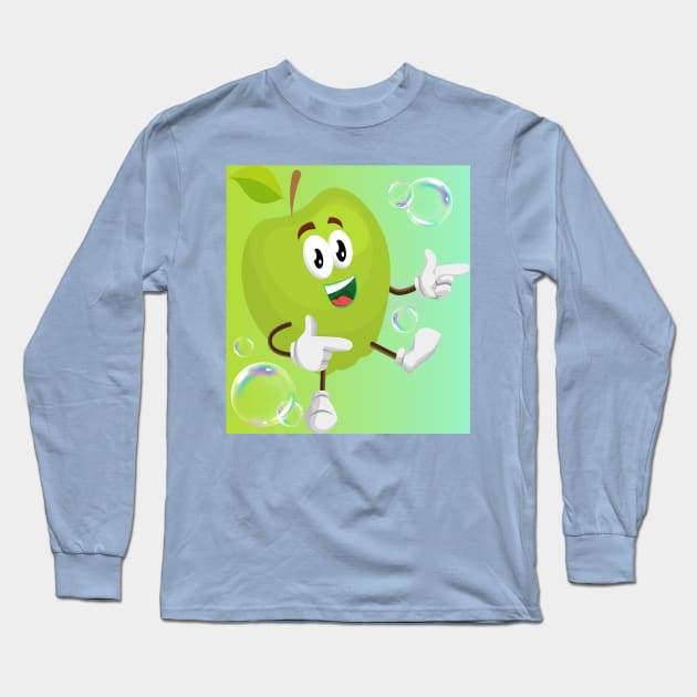 Cute Apple Design Long Sleeve T-Shirt by Rumah Animaton